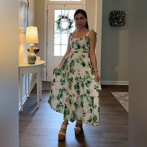 NWT- Self Tie Shoulder Strap Italian Silk Dress